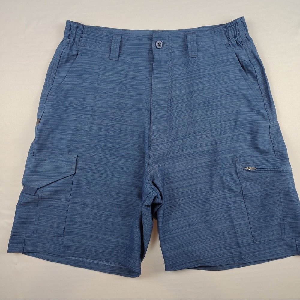 Reel Legends Cargo Shorts Men's M Blue Performance Stretch Fishing Outdoor